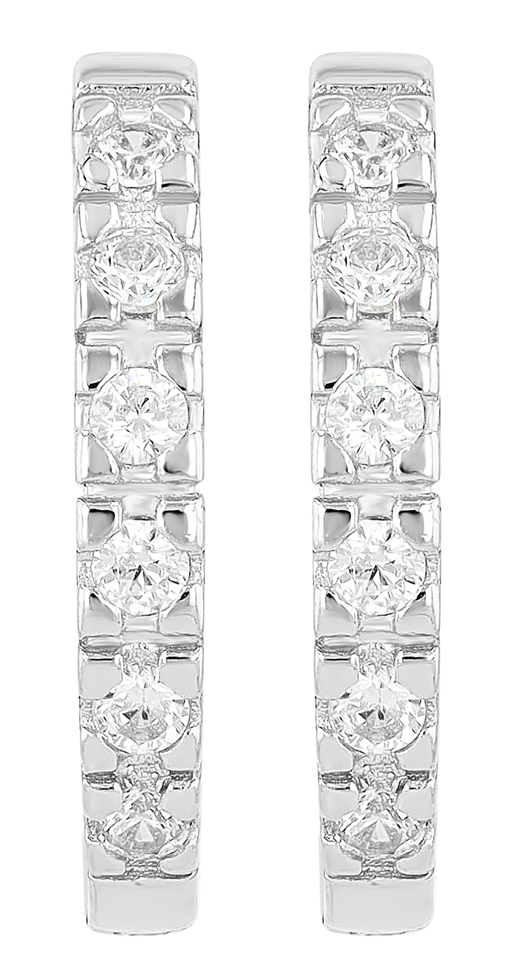 "Gea" 925/- Echt Silber Creolen Ø 14 mm mit Zirkonia, rhodiniert