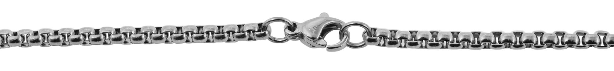 "Arunas" Edelstahl Kette mit Anhänger - Leopardenkopf, 61 cm/ 3 mm, silberfarben