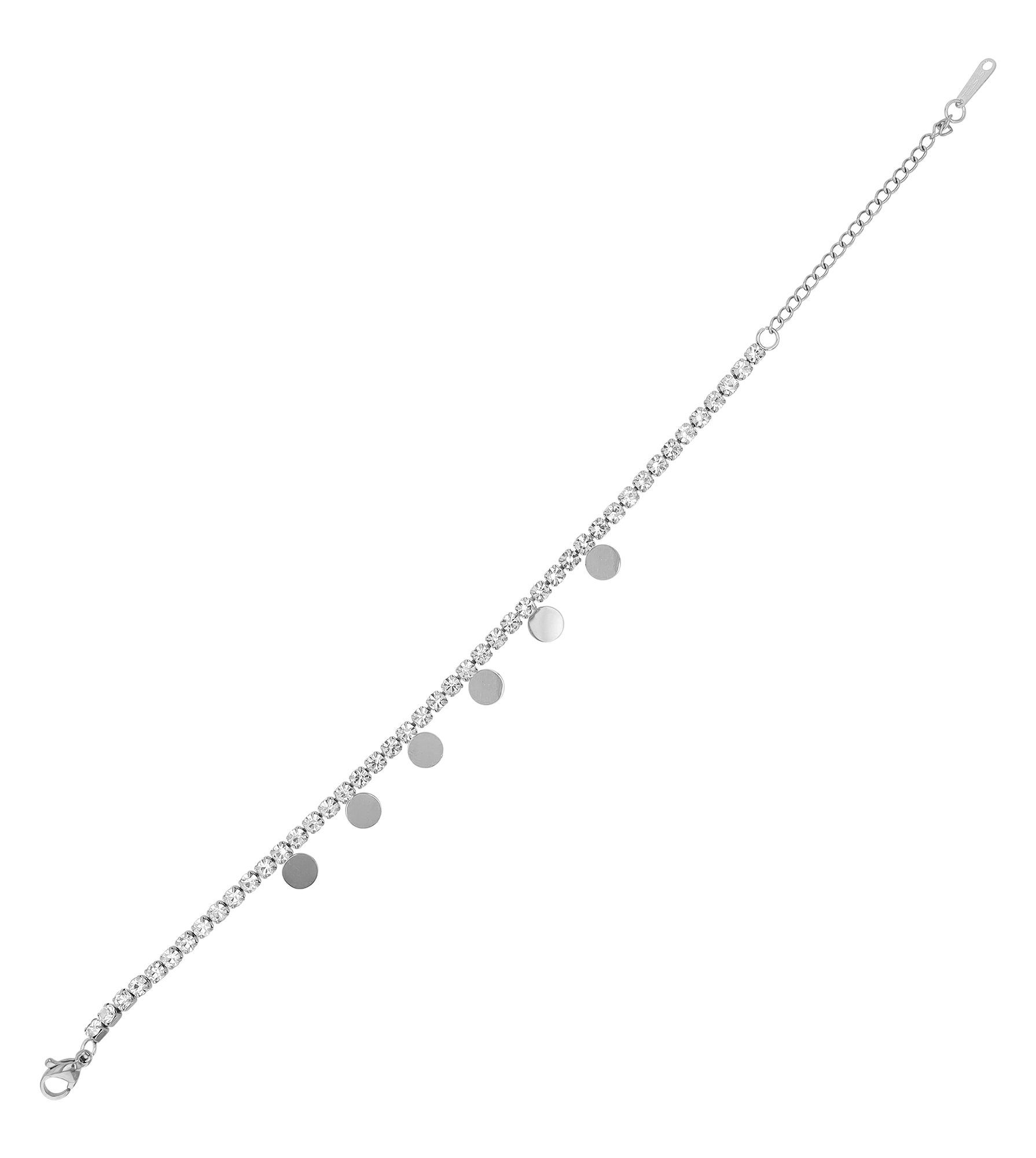 "Maly" Edelstahl Tennisarmband, Gravurplättchen, silberfarben, 17,5 cm