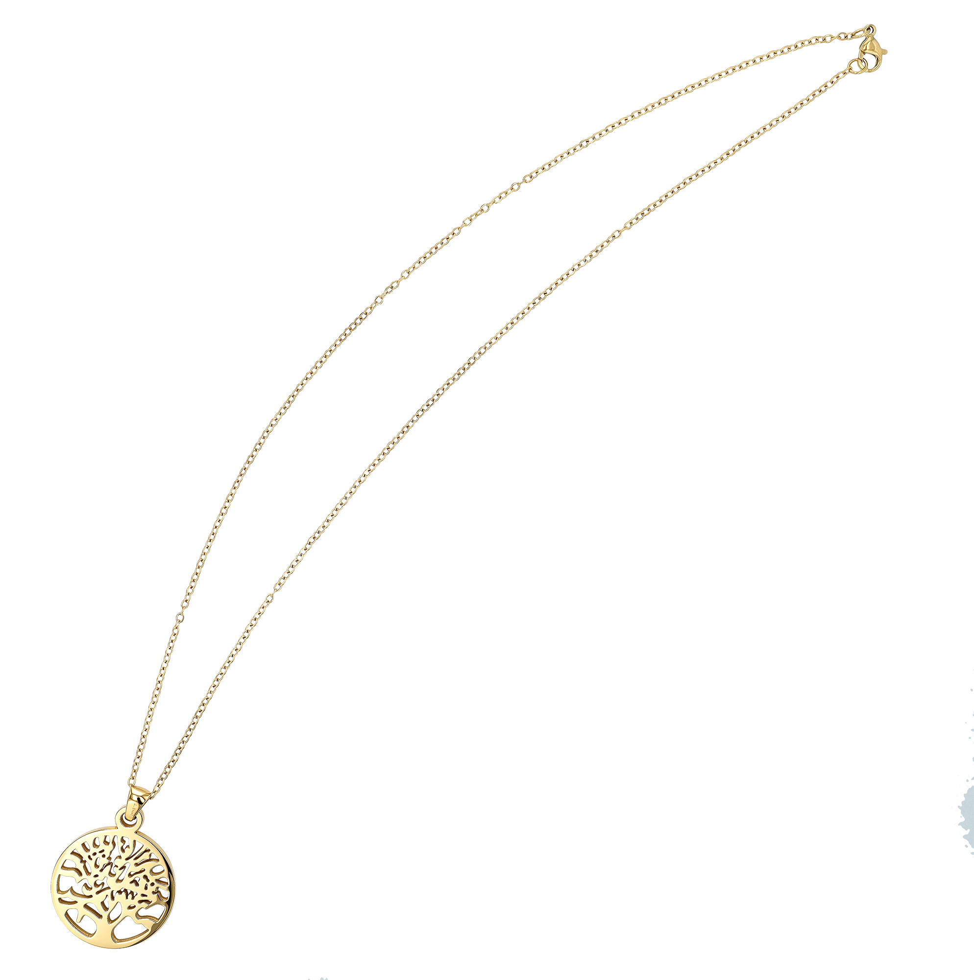 "Lanai" Edelstahl Schmuckset - Lebensbaum, (Kette 45 cm & Ohrstecker), goldfarben