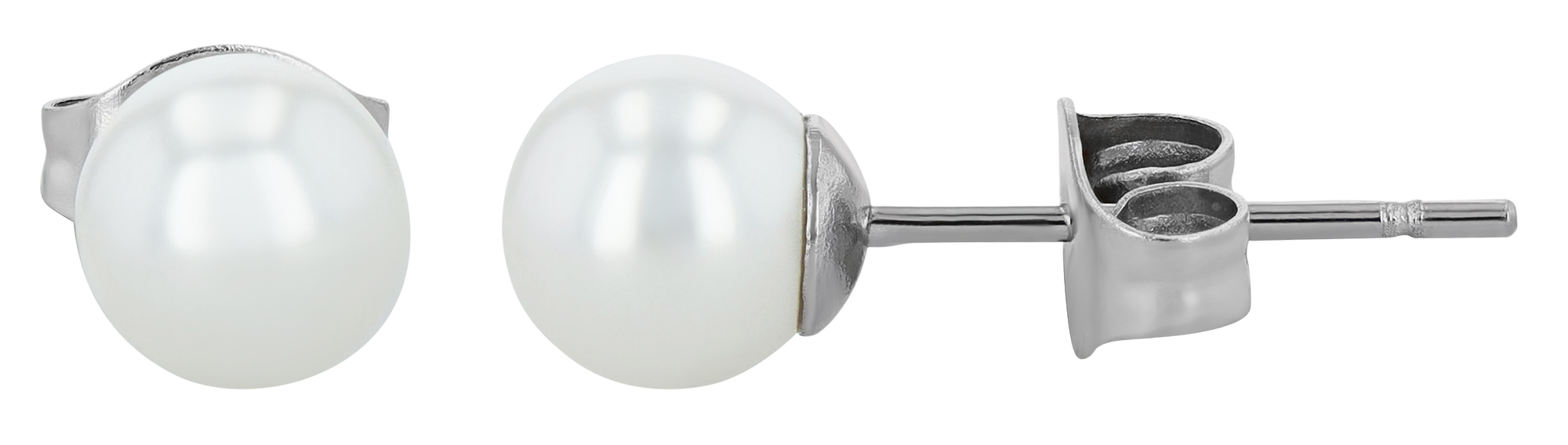 Edelstahl Ohrstecker, Perle, silberfarben