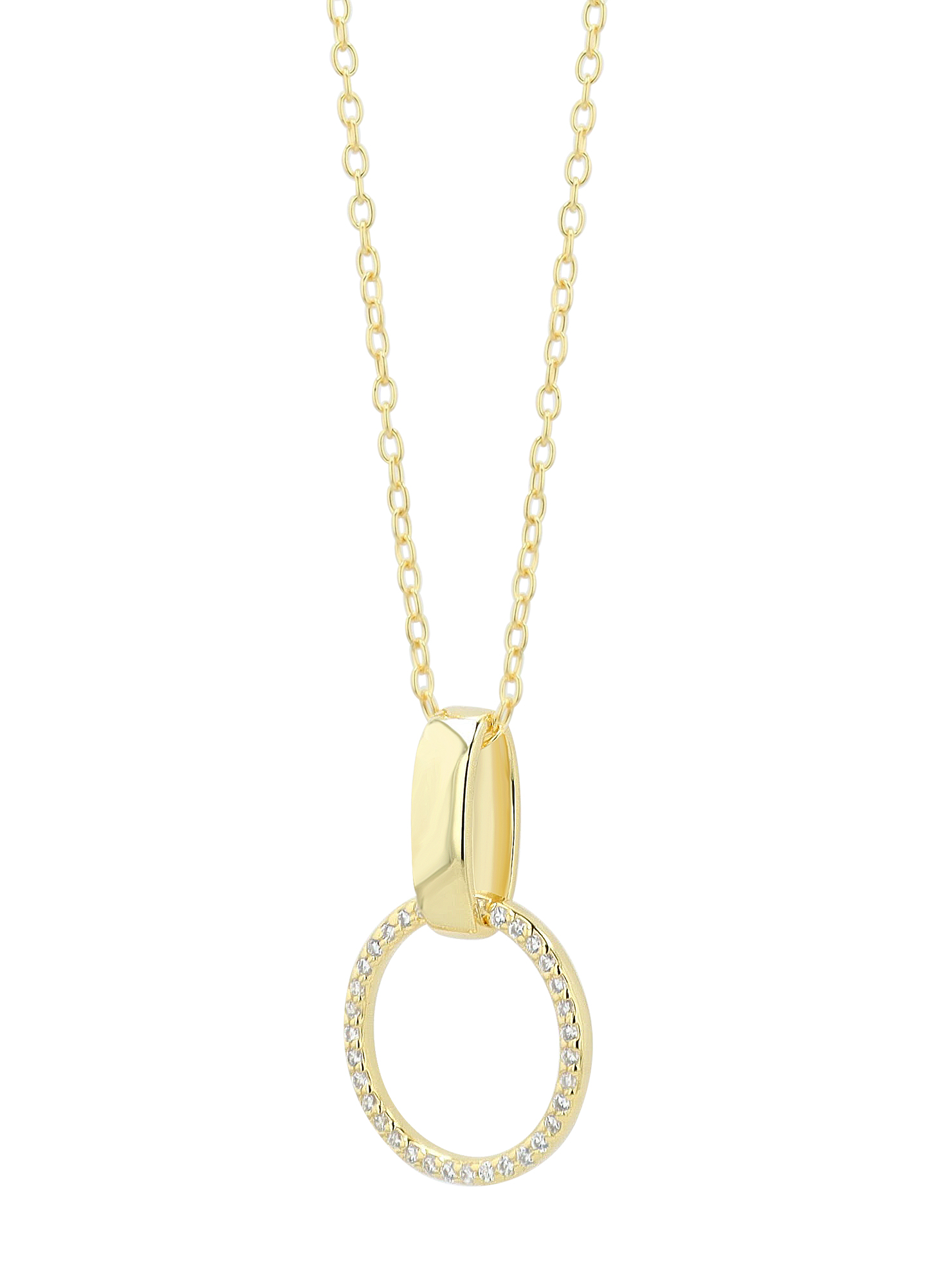 "Minna" 925/- Echt Silber Kette mit Anhänger - offener Kreis Ø 16 mm, vergoldet