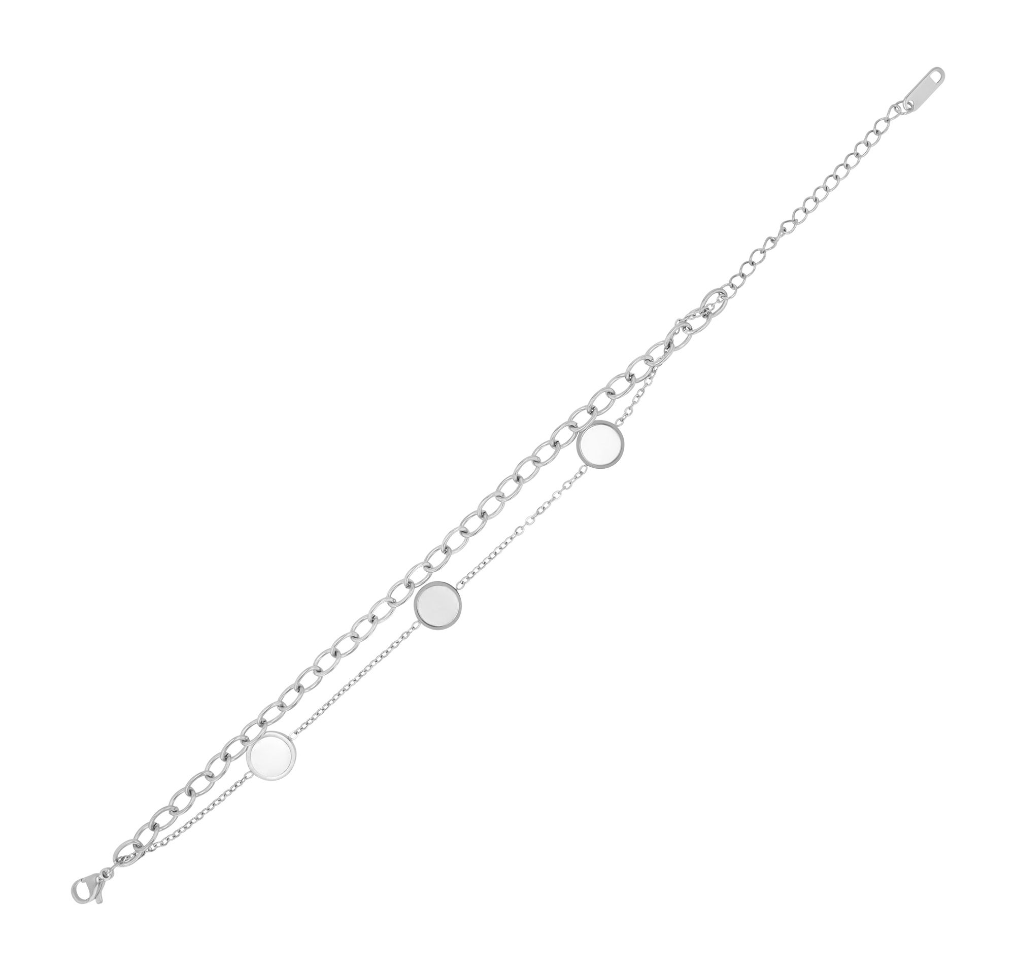 Akzent Armband "Dina", Edelstahl & Perlmutt, zweireihig, silberfarben