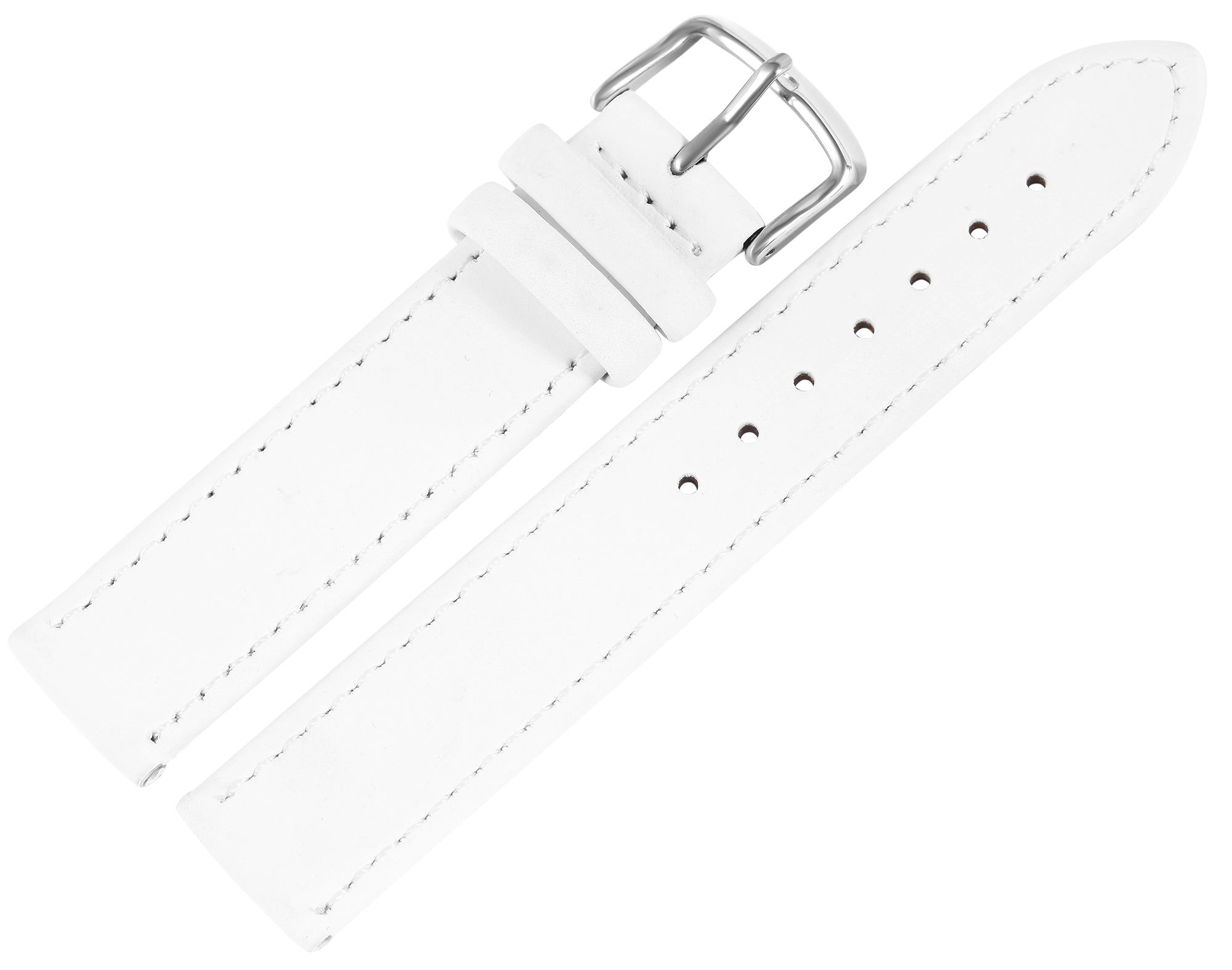 Echtleder Uhrenarmband, weiß, flach, 12 mm