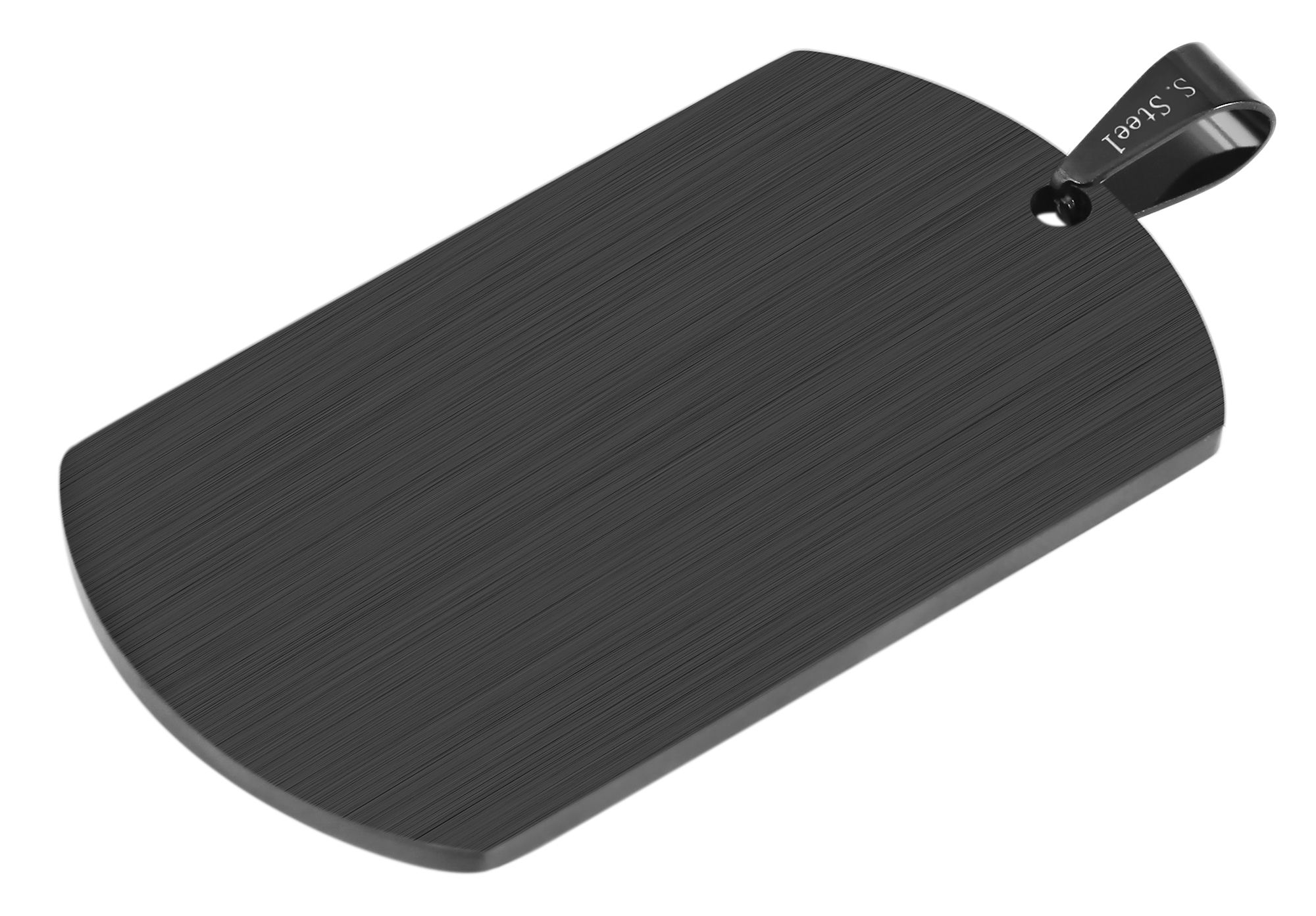 "Asha" Akzent Edelstahl Gravuranhänger/ Dog Tag, 50 x 29 mm, schwarz