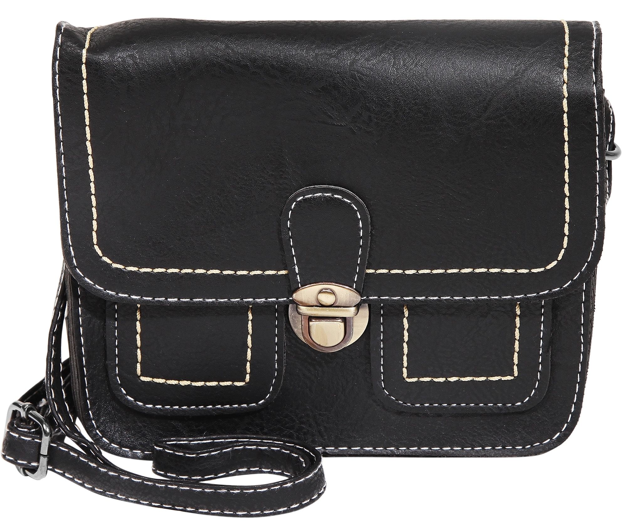 Damen Handtasche aus Lederimitation, schwarz