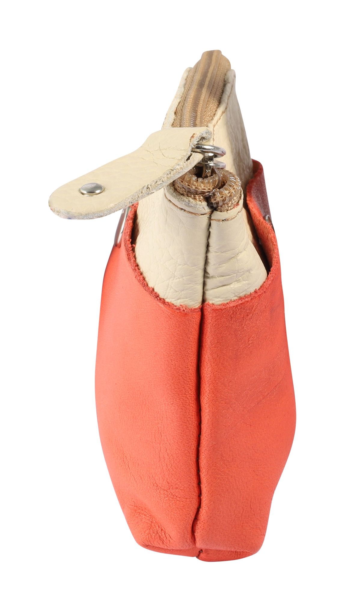 Excellanc Schlüsselbeutel aus Echtleder, beige/orange