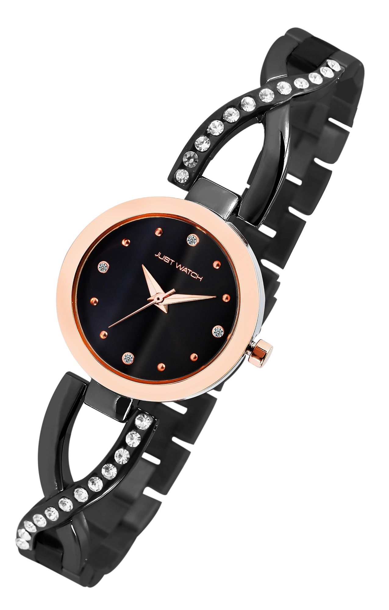 Just Watch Damenuhr "Relana" mit Edelstahlarmband, Ø 27 mm, bicolor (schwarz/ rosegoldfarben)