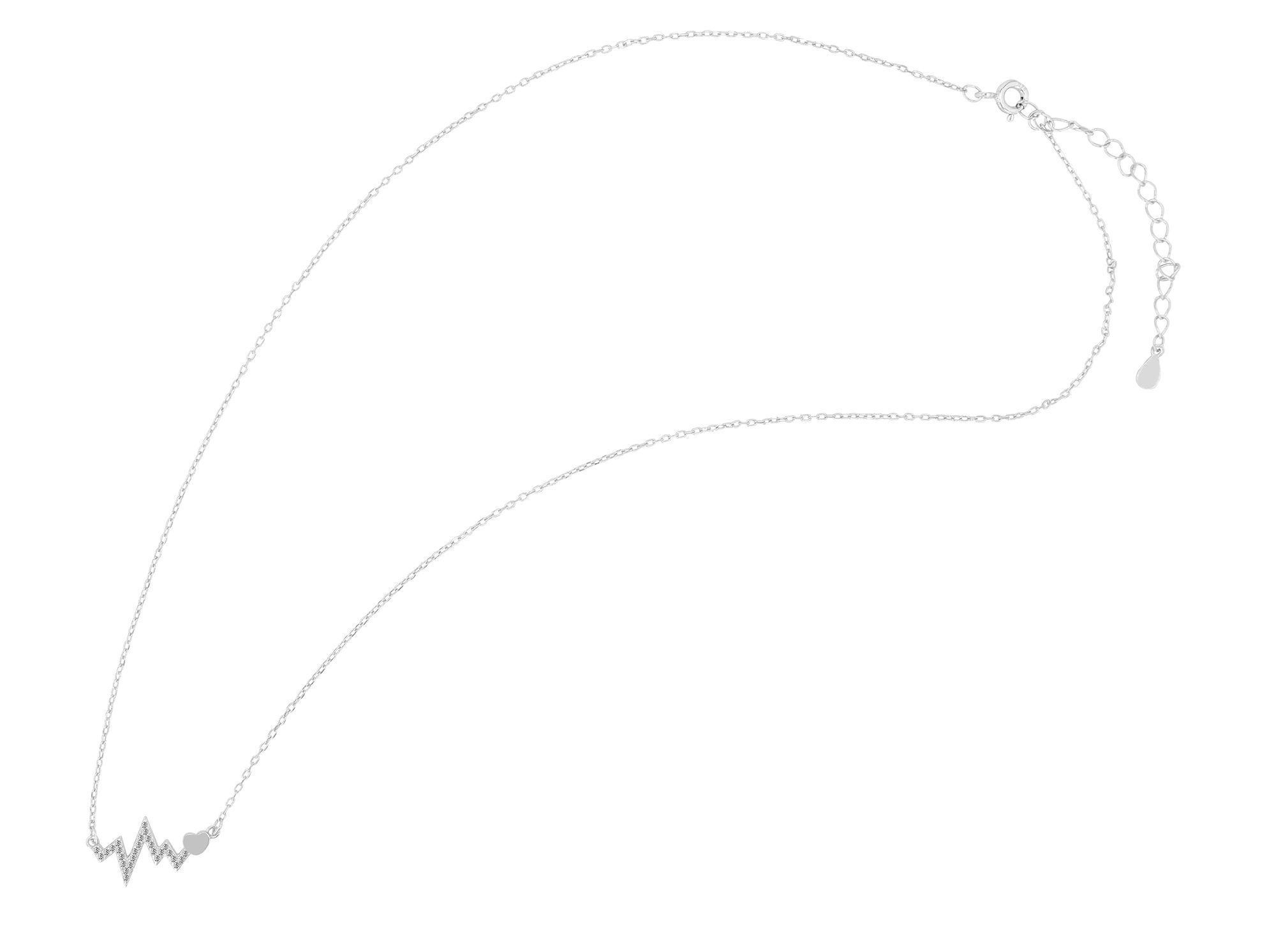 "Lucia" 925/- Echt Silber Kette 42+5 cm mit Anhänger - Heartbeat, rhodiniert