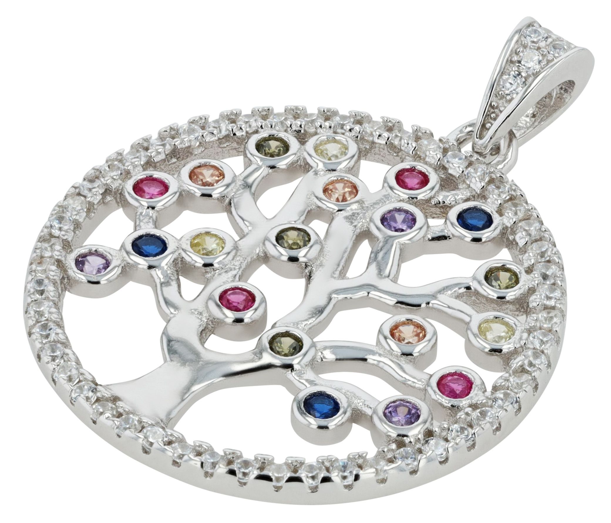 925/- Echt Silber Anhänger Lebensbaum "Violet" mit Zirkonia, rhodiniert