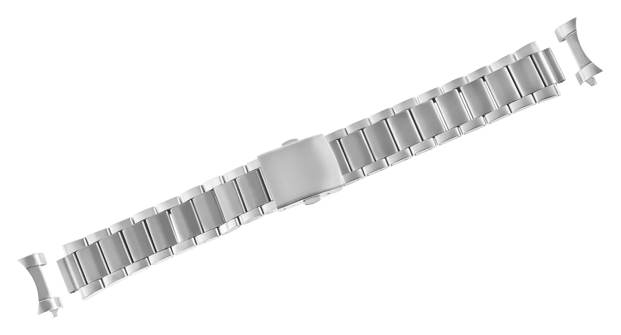 Edelstahl-Uhrenarmband mit Faltschließe, silberfarben, 20 mm