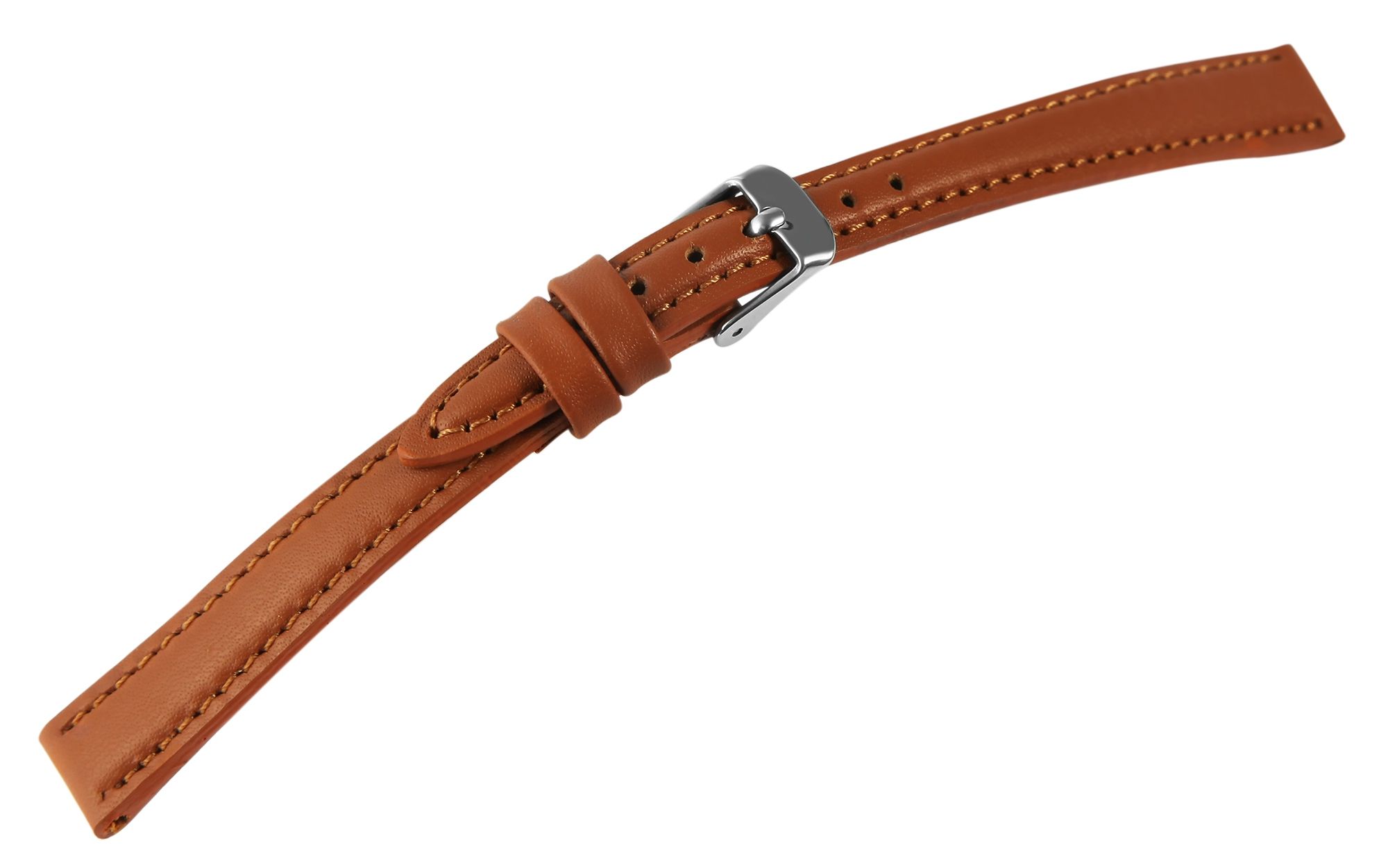 Echtleder-Uhrenarmband mit Naht, braun, 18 mm
