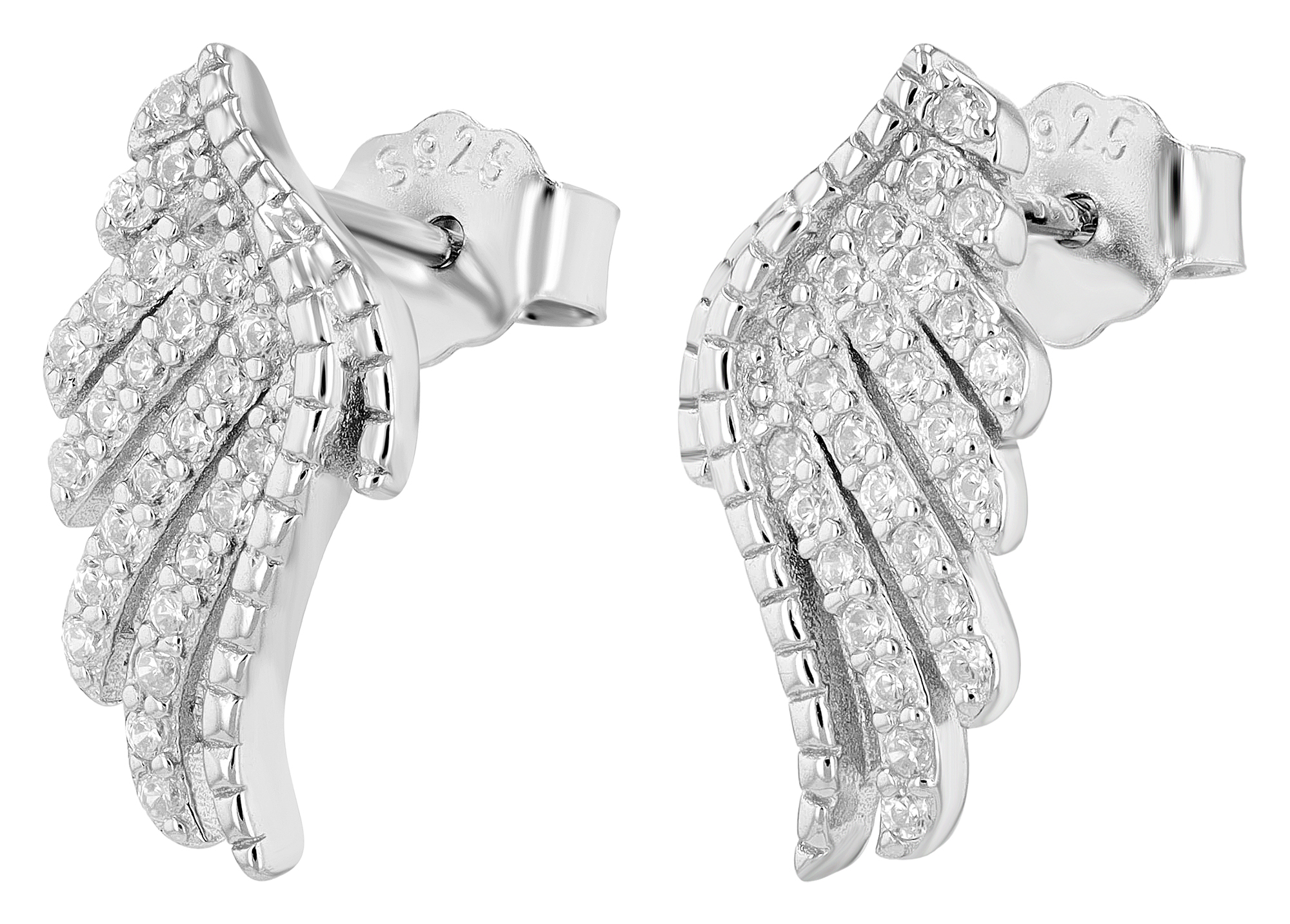 "Saya" 925/- Echt Silber Ohrstecker Zirkonia silberfarben rhodiniert Engelsflügel