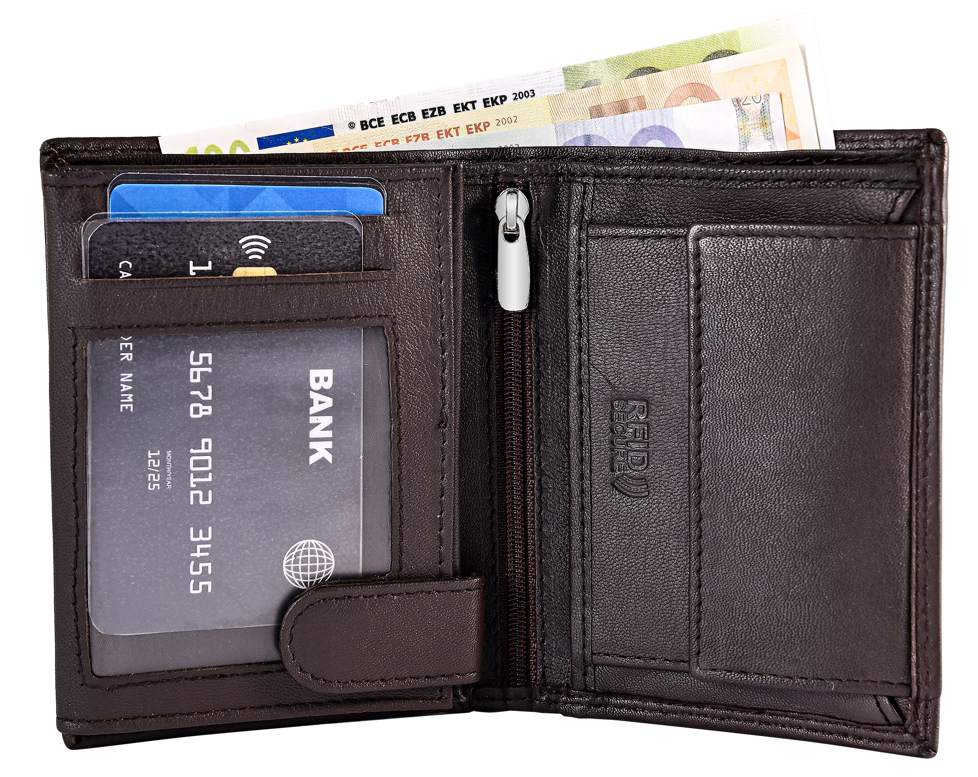 Leonardo Verrelli Echtleder (Nappa) Geldbörse, RFID, Hochformat, dunkelbraun