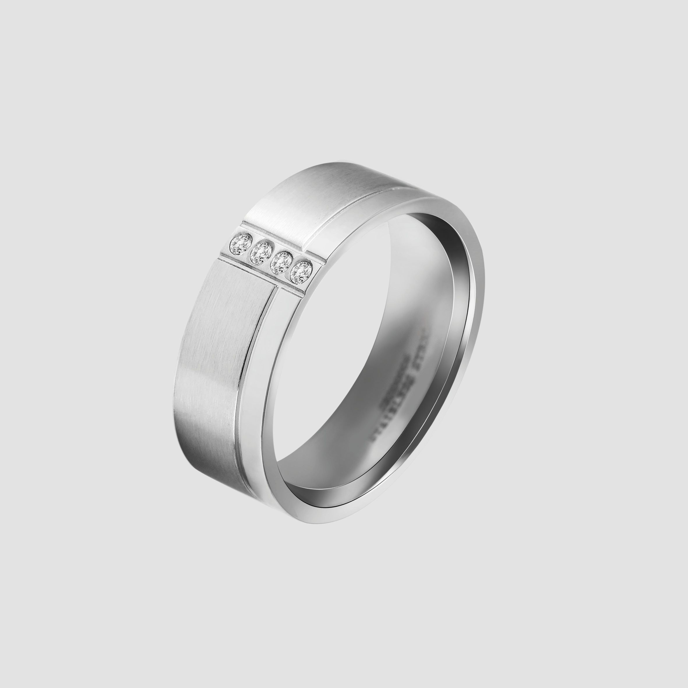 Akzent Damen-Partnerring aus Edelstahl, Similibesatz, silberfarbig, Gr. 56