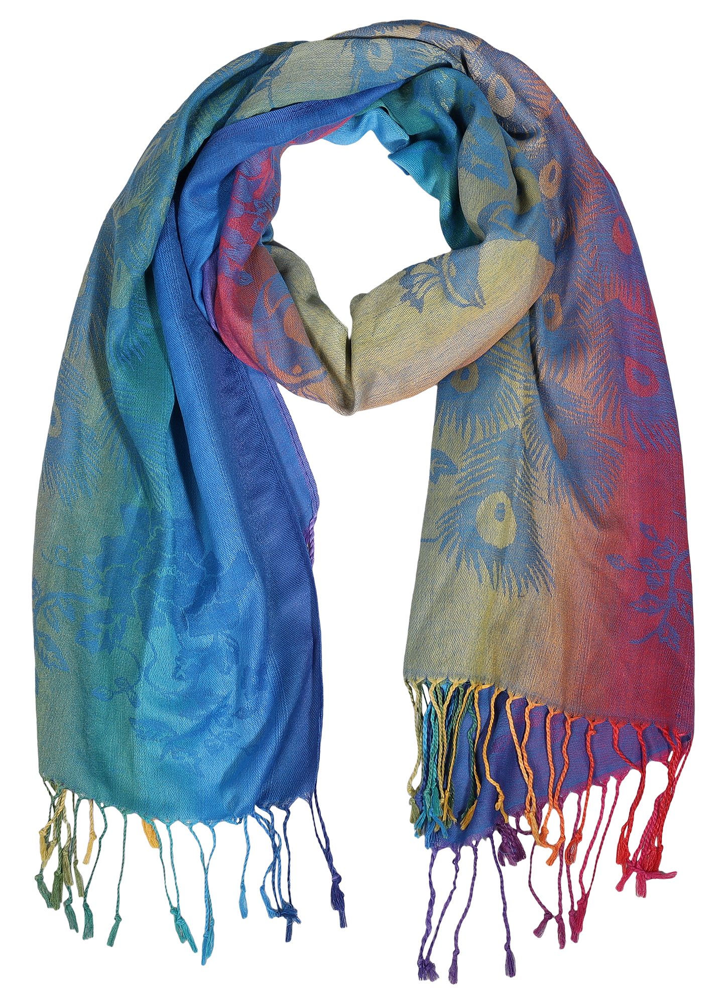 Schalpaket, 100% Polyester, VE 4, Ombré-Effekt + Pfau, blau