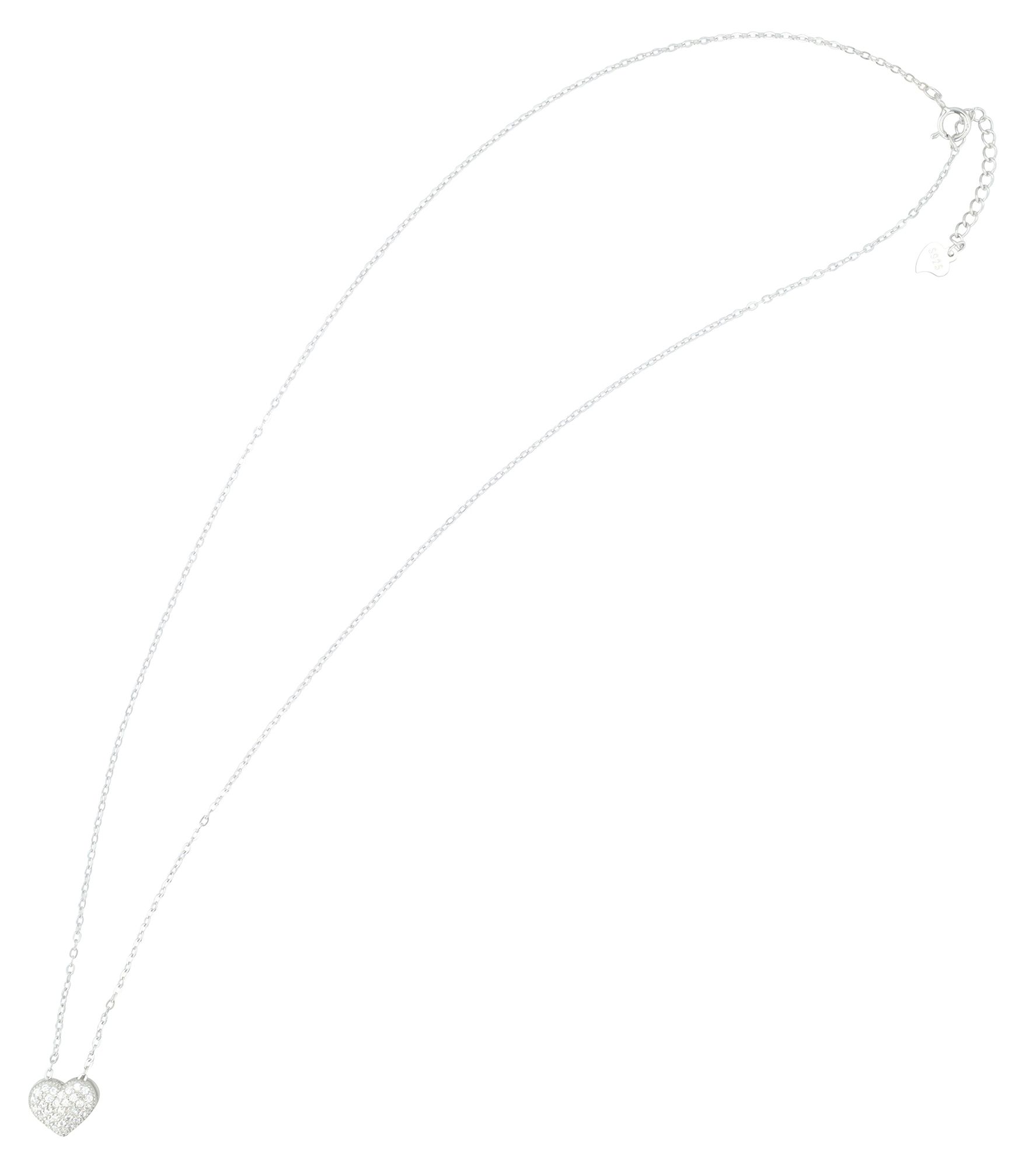 "Jules - Herz mit Besatz, 925/- Echt Silber Kette mit Anhänger 43 + 3 cm