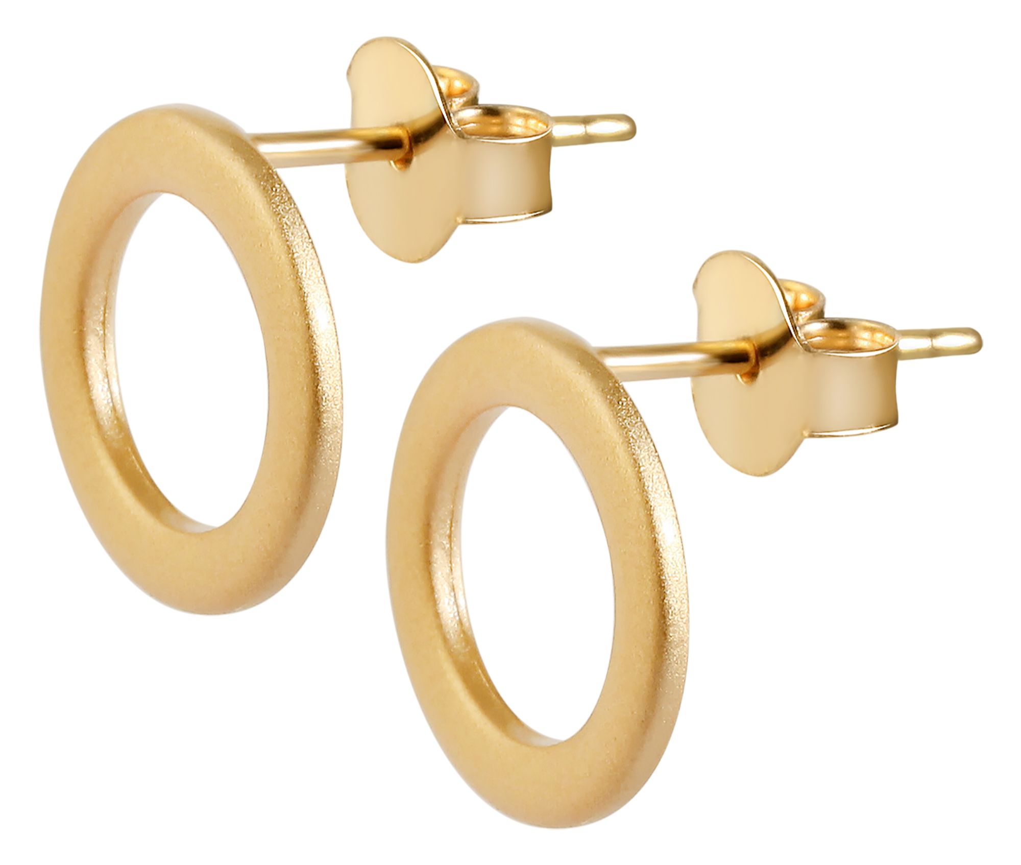 925/- Echt Silber Ohrstecker "Ronda" rund, mattiert, vergoldet