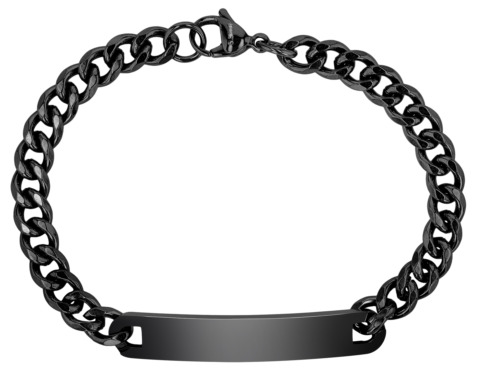 "Boro", Edelstahl Panzerketten Identarmband, 22 cm, schwarz