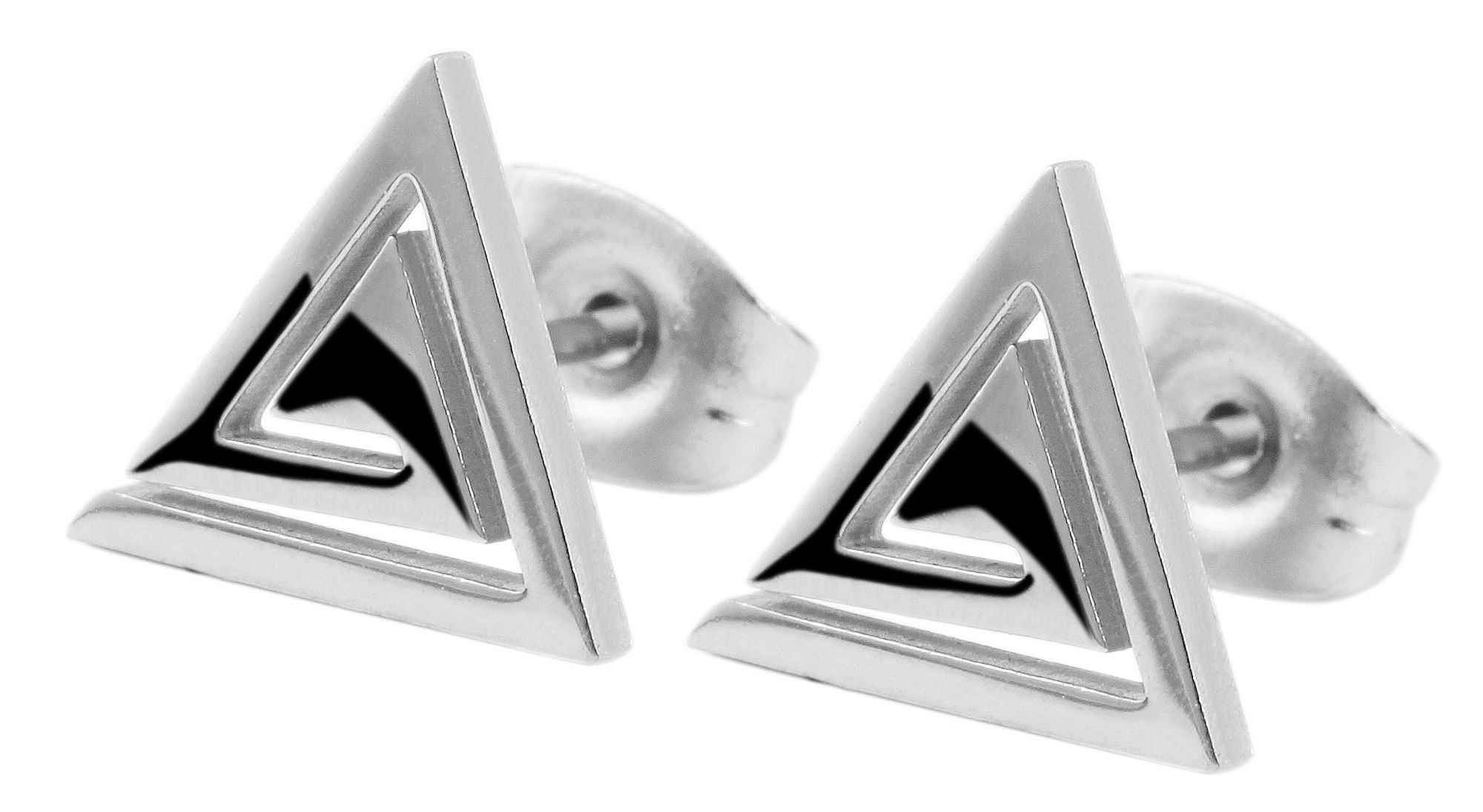 Akzent Ohrstecker aus Edelstahl, Dreieck, silberfarben