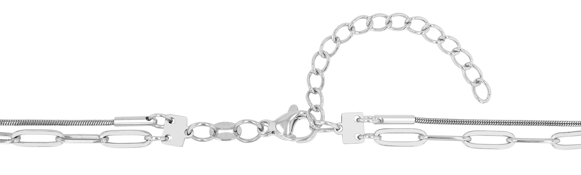 "Arany" 2-Layering Kette (45/ 50 +5cm) mit Tropfen Anhänger, silberfarben