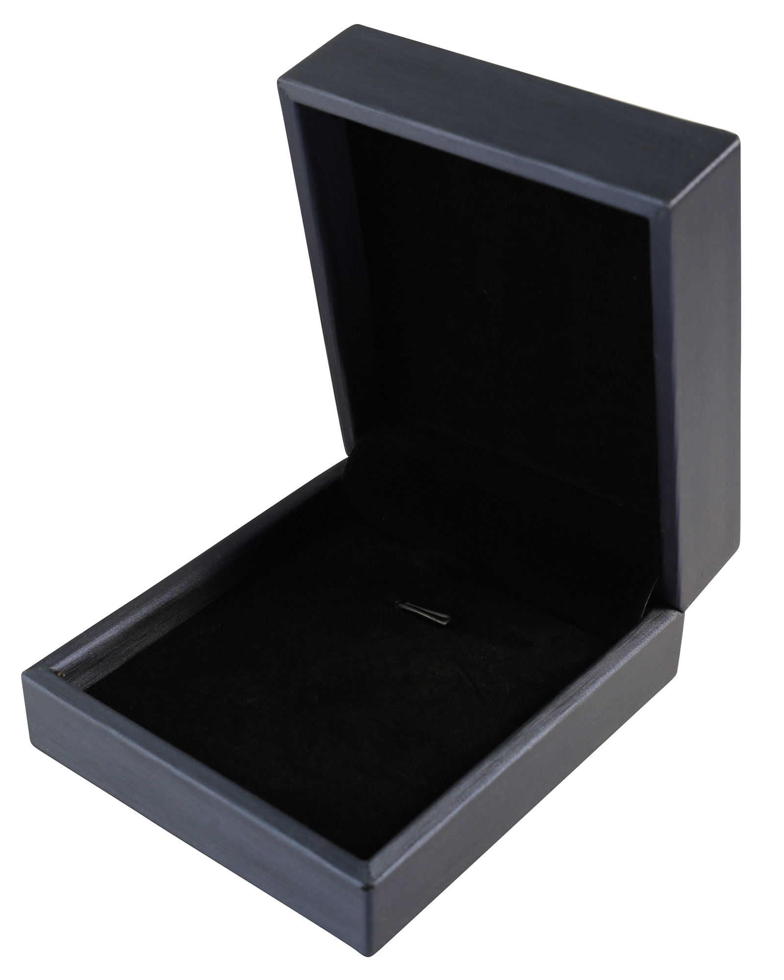 Edle Schmuck-Klappboxen (Ketten), Metallic-Blau & Samt schwarz – VE: 10 Stück