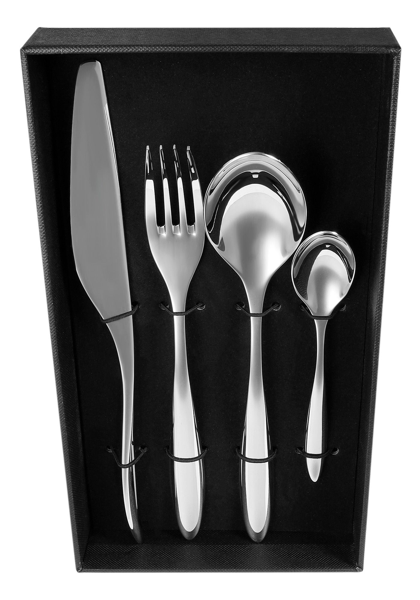 Hochwertiges Besteckset aus Edelstahl, 4-teilig, gravierbar