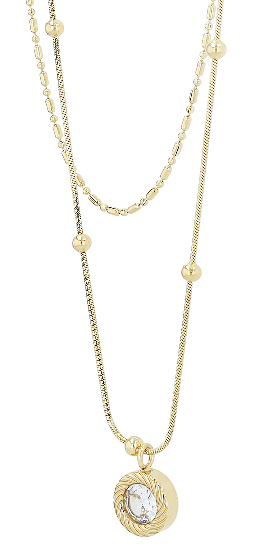 "Derly" Edelstahl Layering Kette mit Anhänger, , 41,5/ 48 + 5 cm, goldfarben