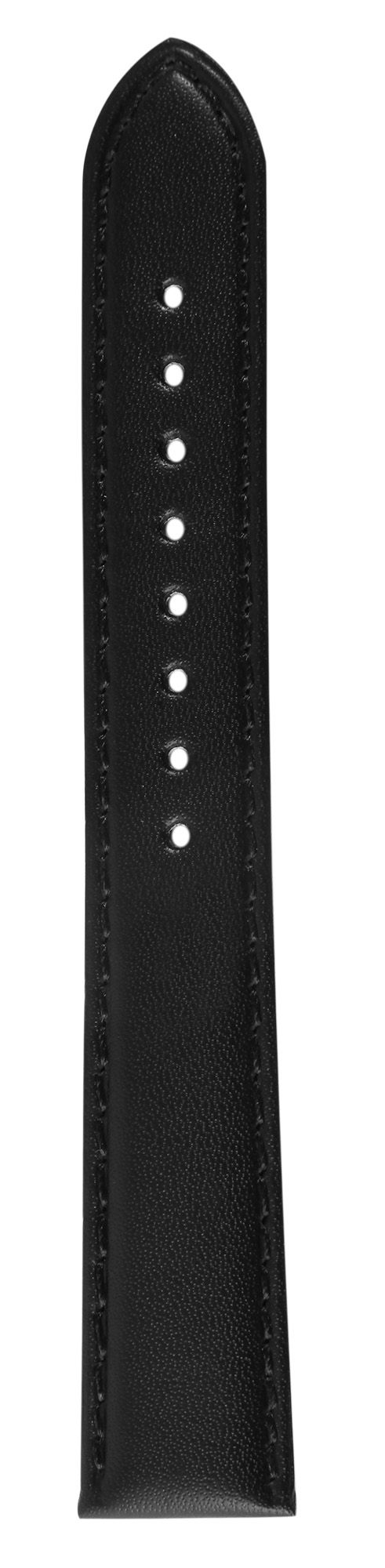 Echtleder-Uhrenarmband mit Naht, gepolstert, schwarz, 20 mm