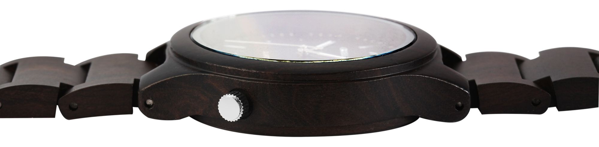 Excellanc Damen Armbanduhr aus schwarzem Sandelholz mit Edelstahl Faltschließe