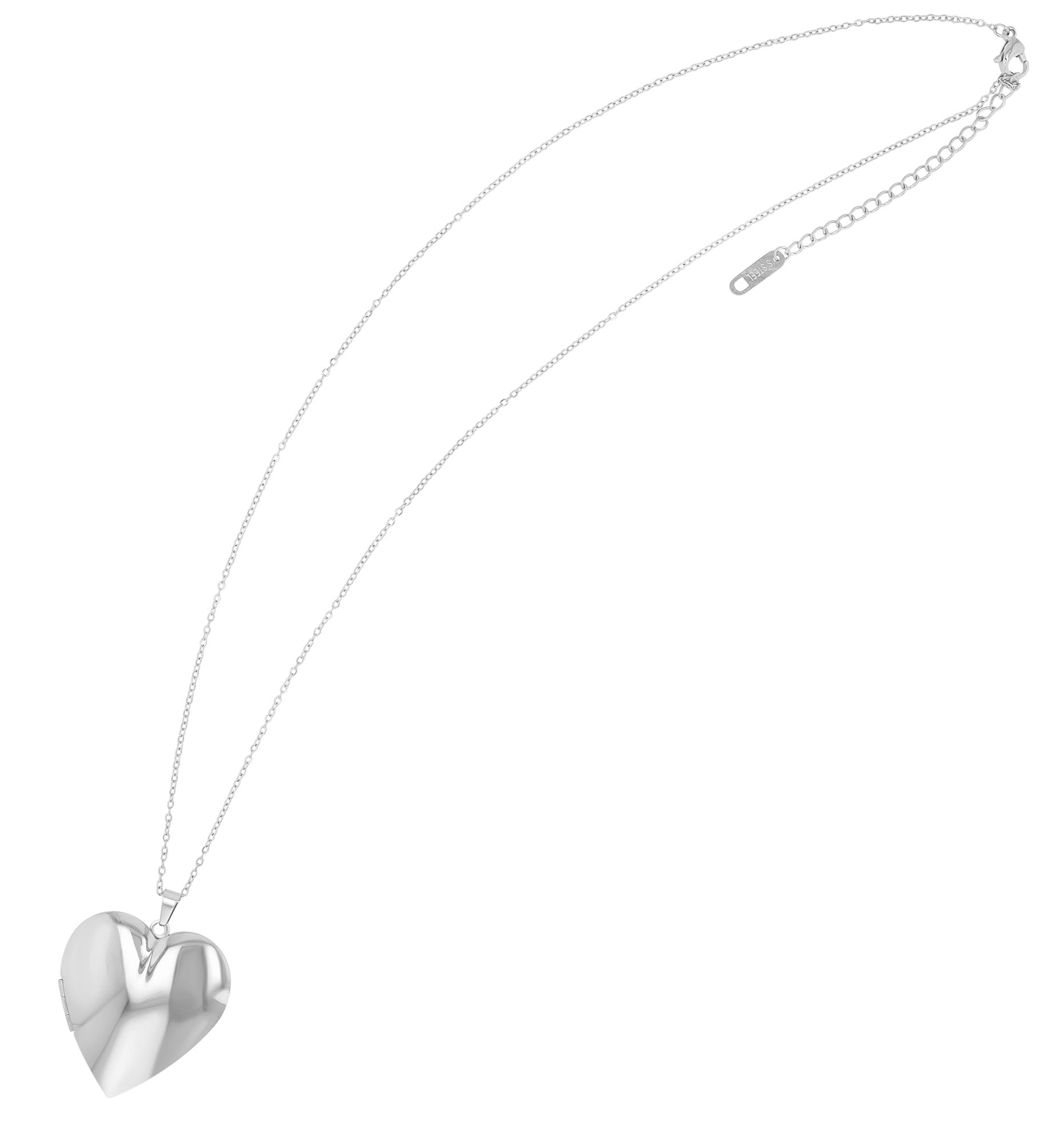 "Liora"  Edelstahl Kette mit Medaillon - Herz, 45+5 cm, silberfarben
