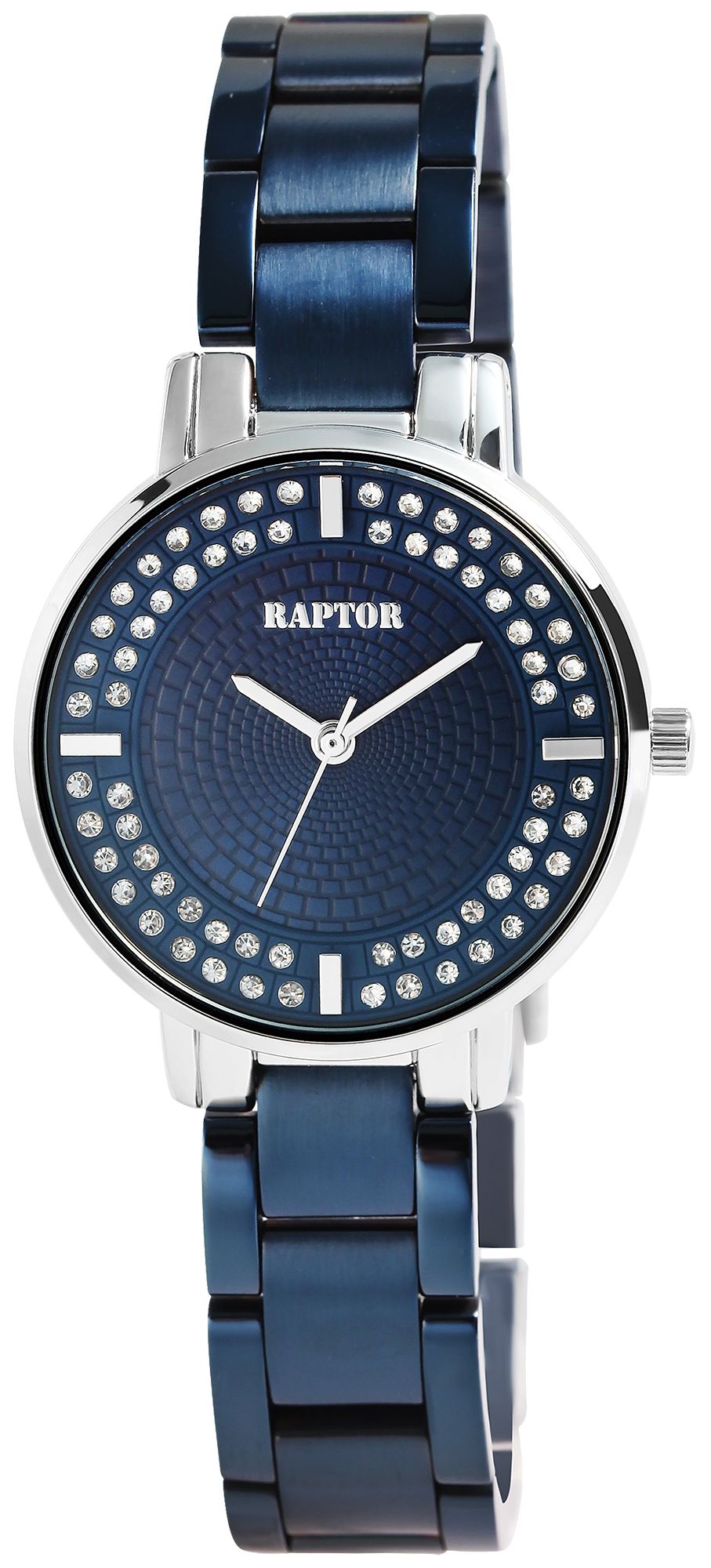 Raptor Damenuhr "Nahida" mit Edelstahlarmband, blau/silberfarben