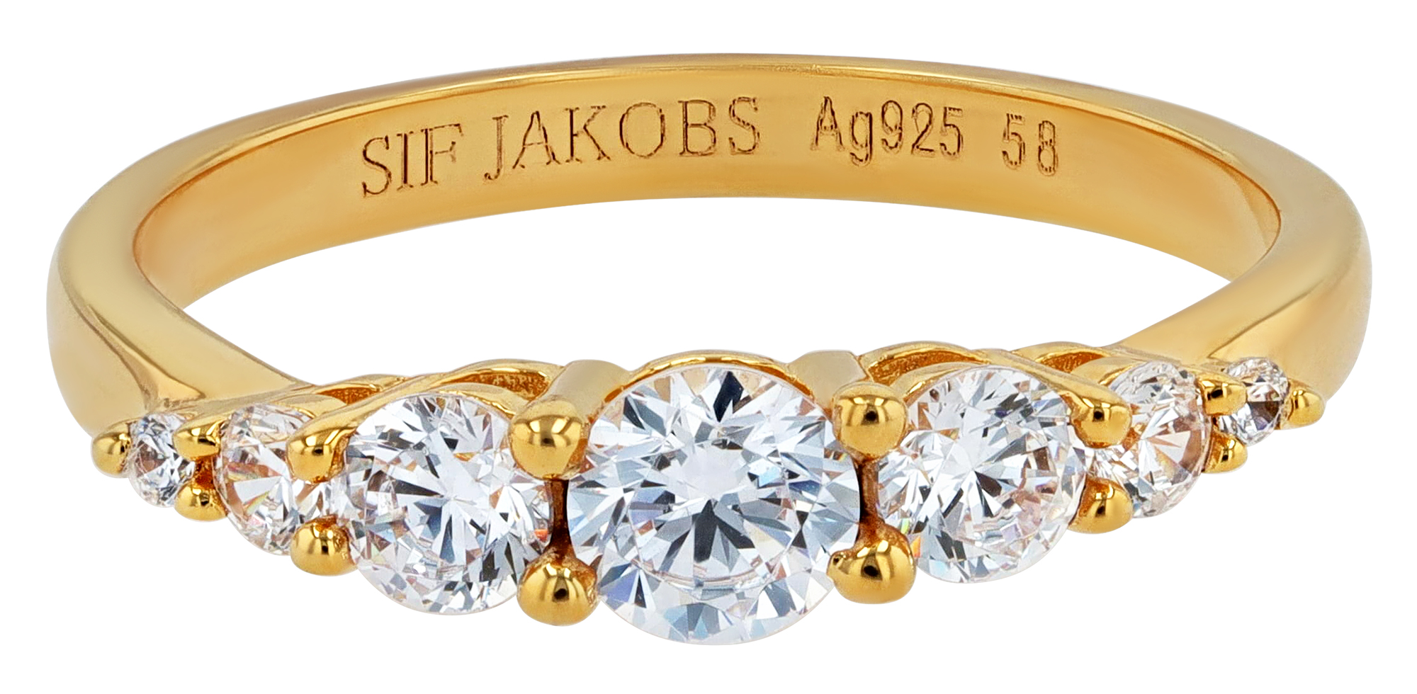 Sif Jakobs Jewellery 925/- Echt Silber Ring "Belluno" Gr 56, Zirkonia (weiß), vergoldet