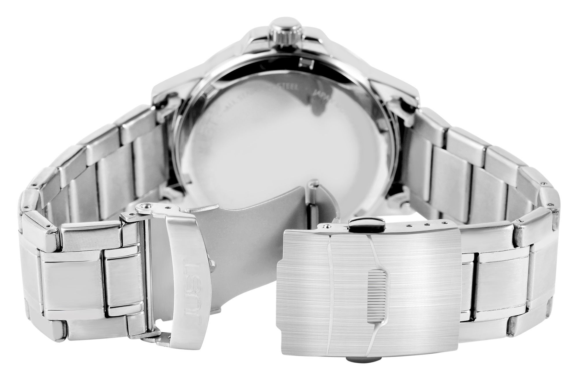 Just Herrenuhr mit Edelstahlarmband, 10 ATM, silberfarben/grünes ZB