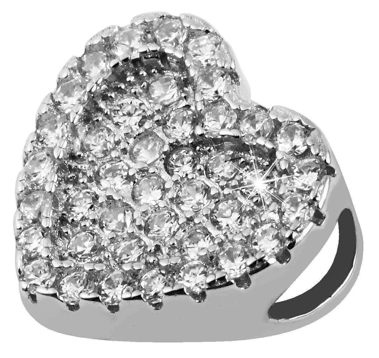 925/- Echt Silber Anhänger ohne Kette "Hajar", Herz mit Zirkoniabesatz, 925/rhodiniert