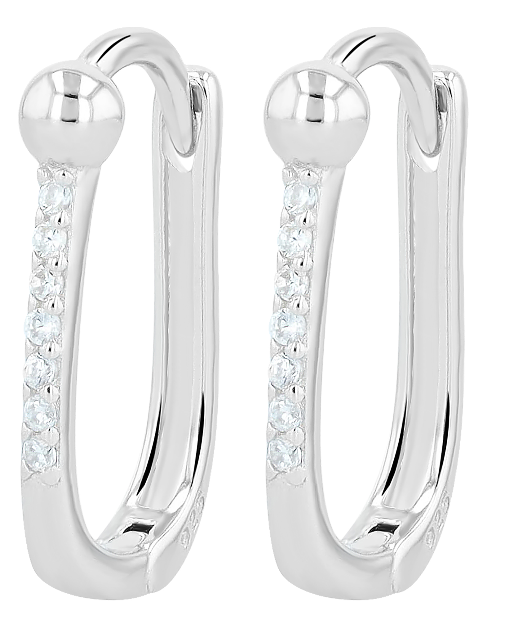 "Lumière", 925/- Echt Silber Creolen mit Zirkonia, silberfarben rhodiniert