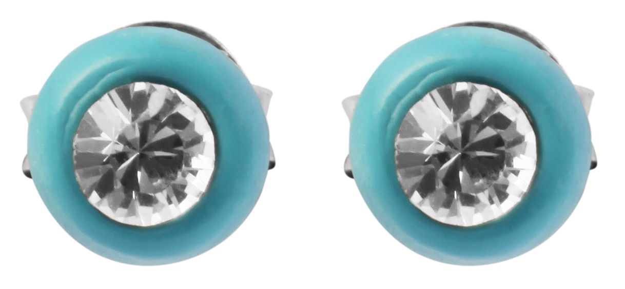 "Farbenfreunde Cleo" 925/- Echt Silber Kinder Ohrstecker, Similistein, rhodiniert, hellblau