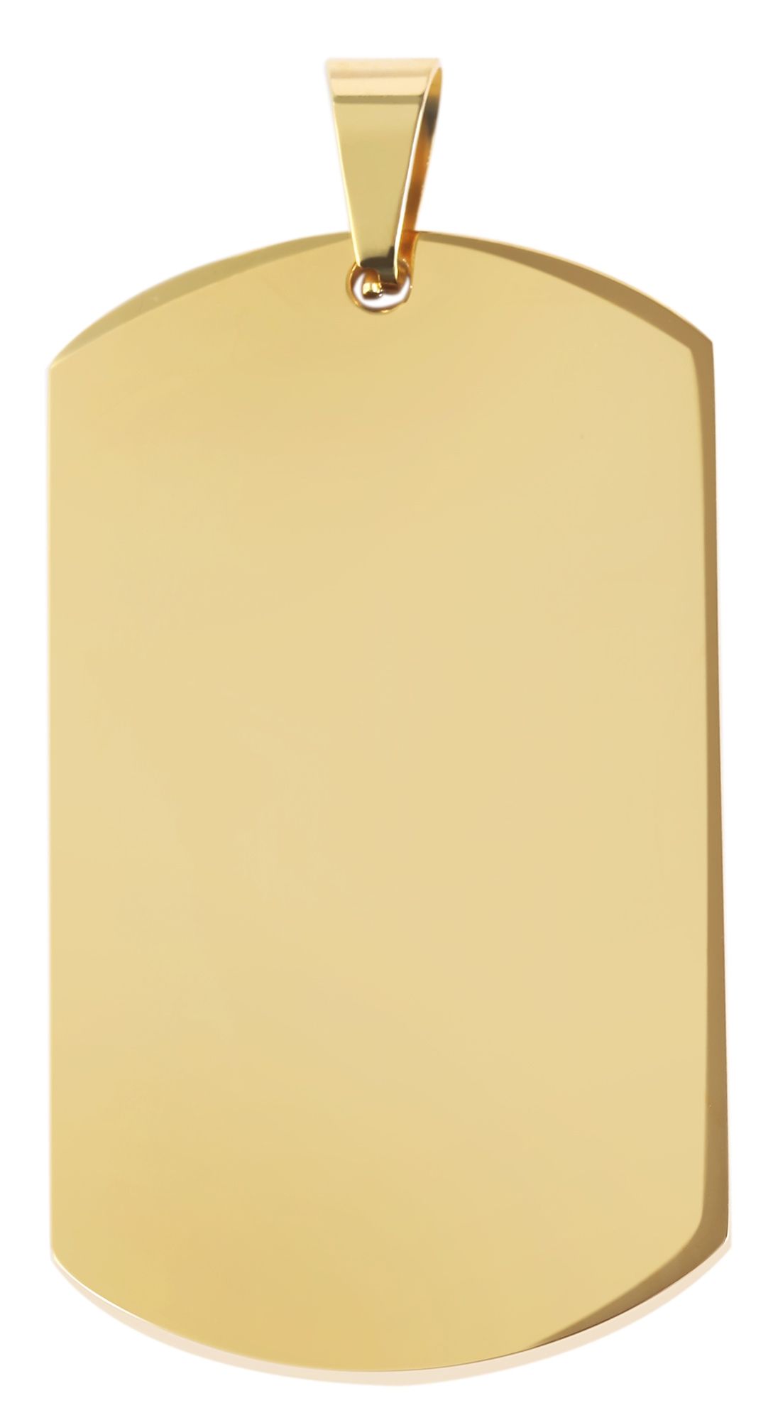 "Asha" Akzent Edelstahl Gravuranhänger/ Dog Tag, 50 x 29 mm, goldfarben