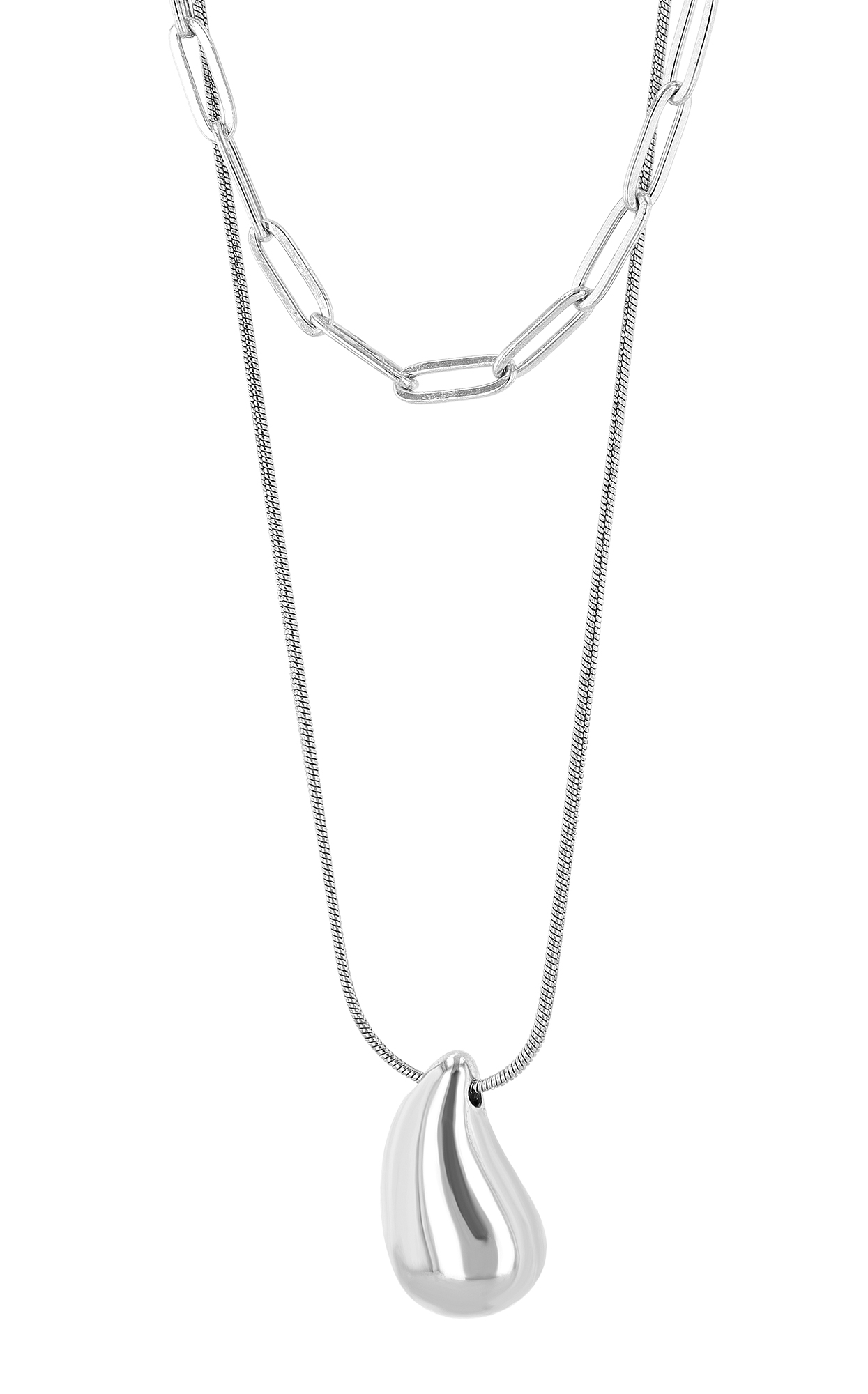 "Arany" 2-Layering Kette (45/ 50 +5cm) mit Tropfen Anhänger, silberfarben