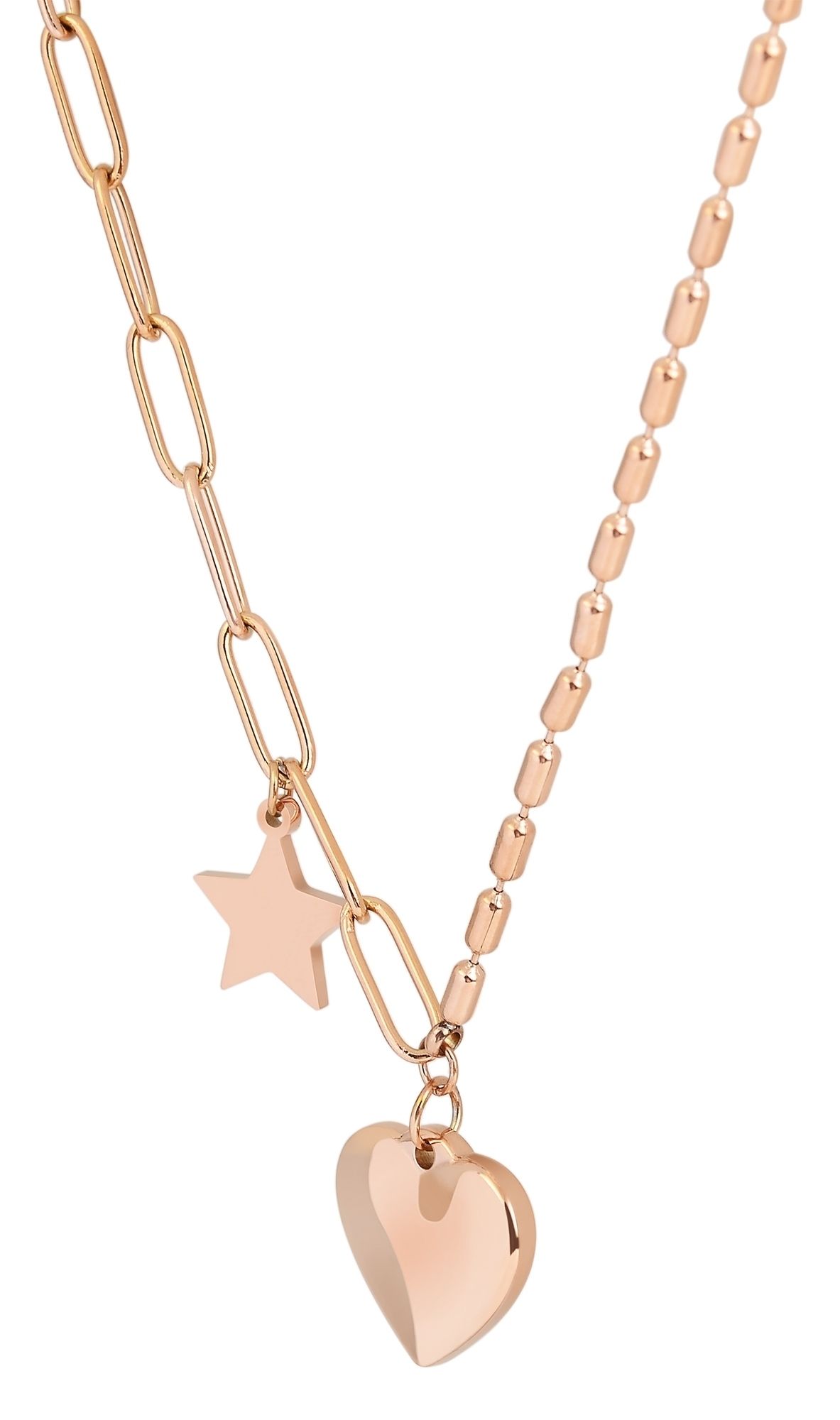 Akzent Damenkette aus Edelstahl mit Anhängern, Länge 43 cm, roségoldfarbig