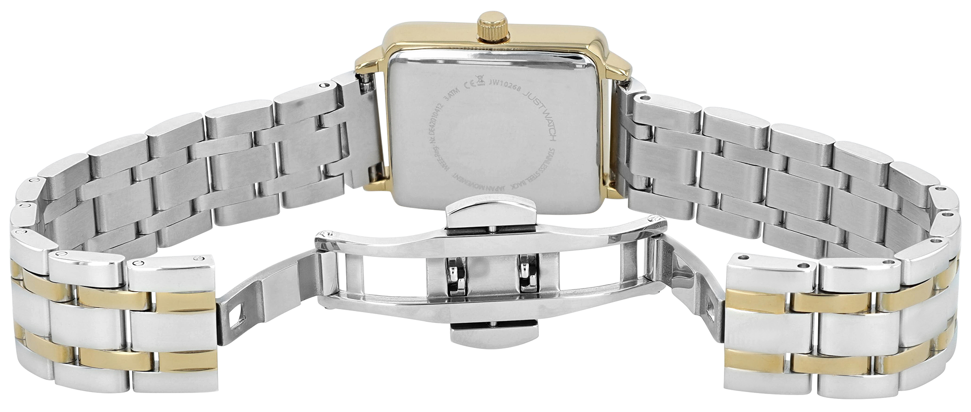 Just Watch "Colette" Damenuhr mit Edelstahl Gliederarmband, Rechteckig, bicolor