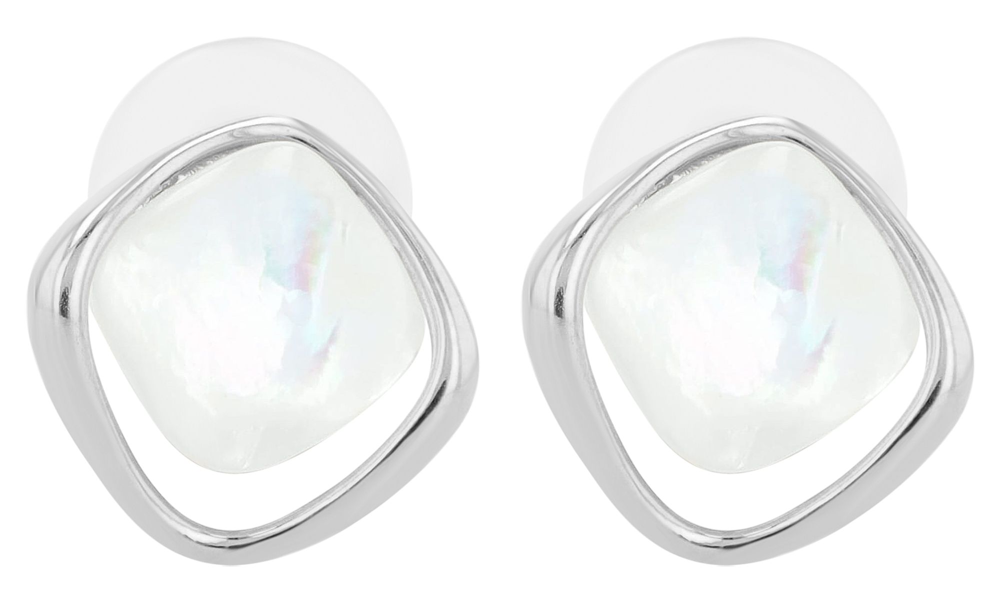 "Ihana" 925/- Echt Silber Ohrstecker mit Perlmutt, silberfarben rhodiniert