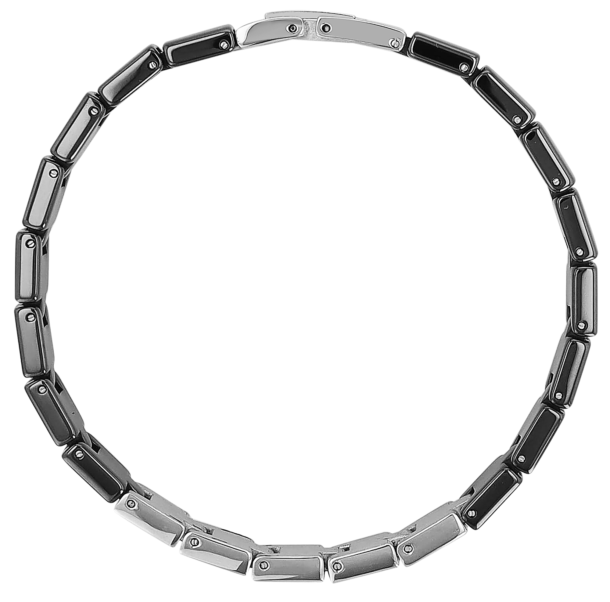 "Arin" Edelstahl-Keramik Armband, 20 cm, schwarz/ silberfarben
