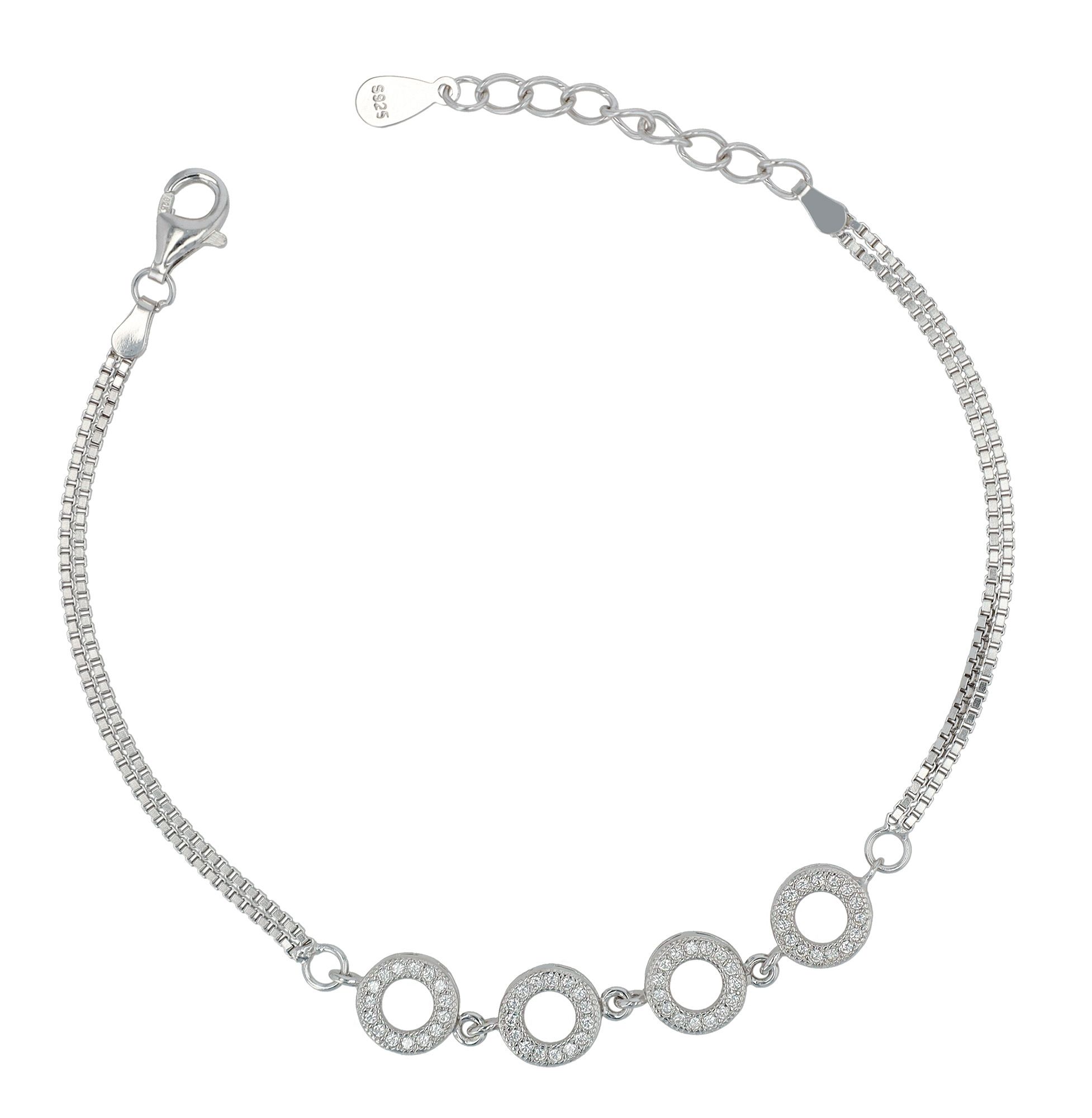 925/- Echt Silber Armband "Loreli", rhodiniert, 17+3 cm