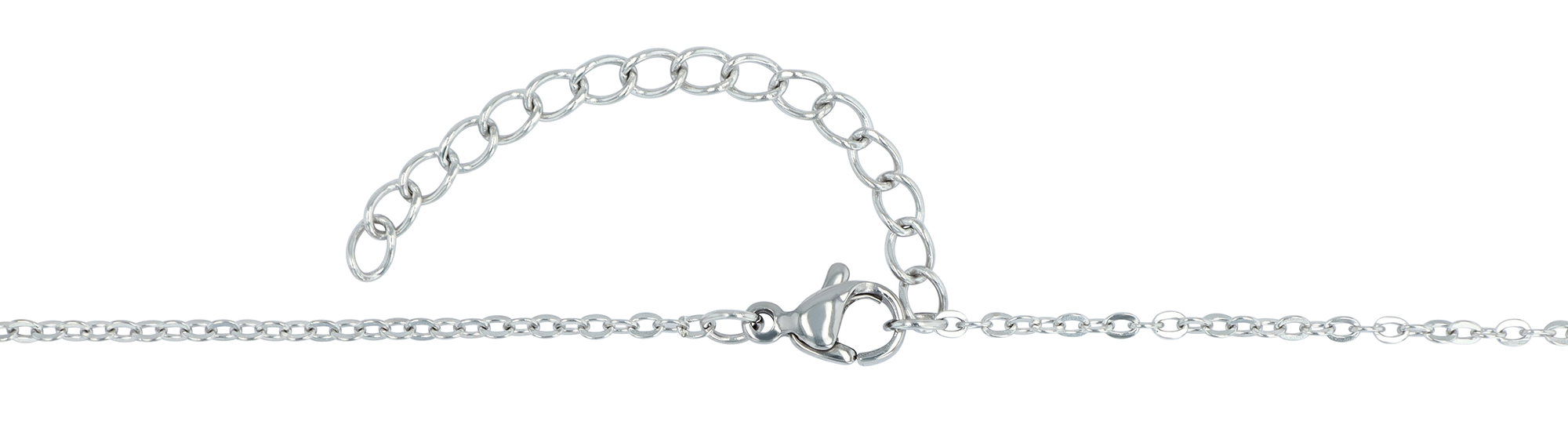 Akzent mit Kette,  Edelstahl, Kunstperle