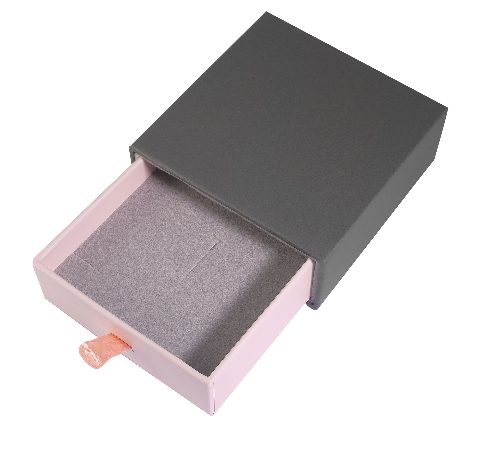 Schmuckboxen aus Pappe, VE 6, grau/rosa, 9 x 9 x 3,5 cm