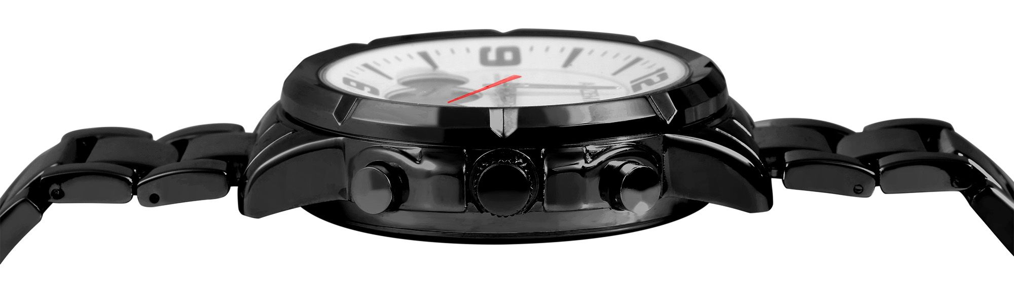 Akzent Analog/Digital Herrenuhr mit Edelstahlarmband, schwarz/weiß