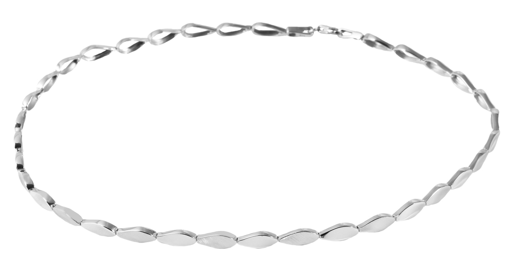 925/- Echt Silber Halskette "Elenor", matt/poliert, 925/rhodiniert