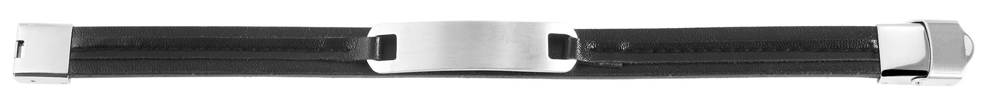 Akzent Armband aus Echtleder und Edelstahl, schwarz/silberfarben