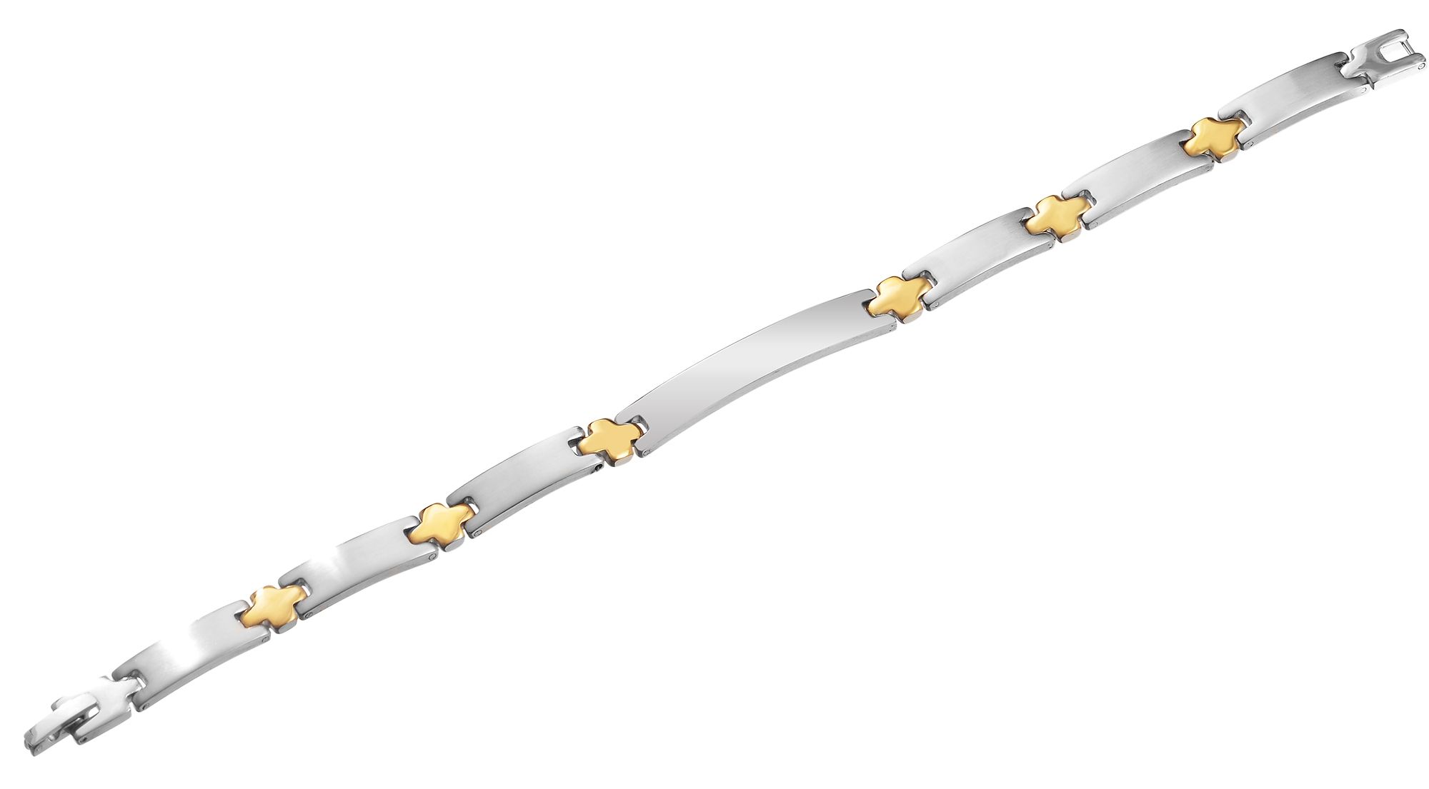 Akzent Edelstahlarmband mit Identplatte für Gravur, bicolor